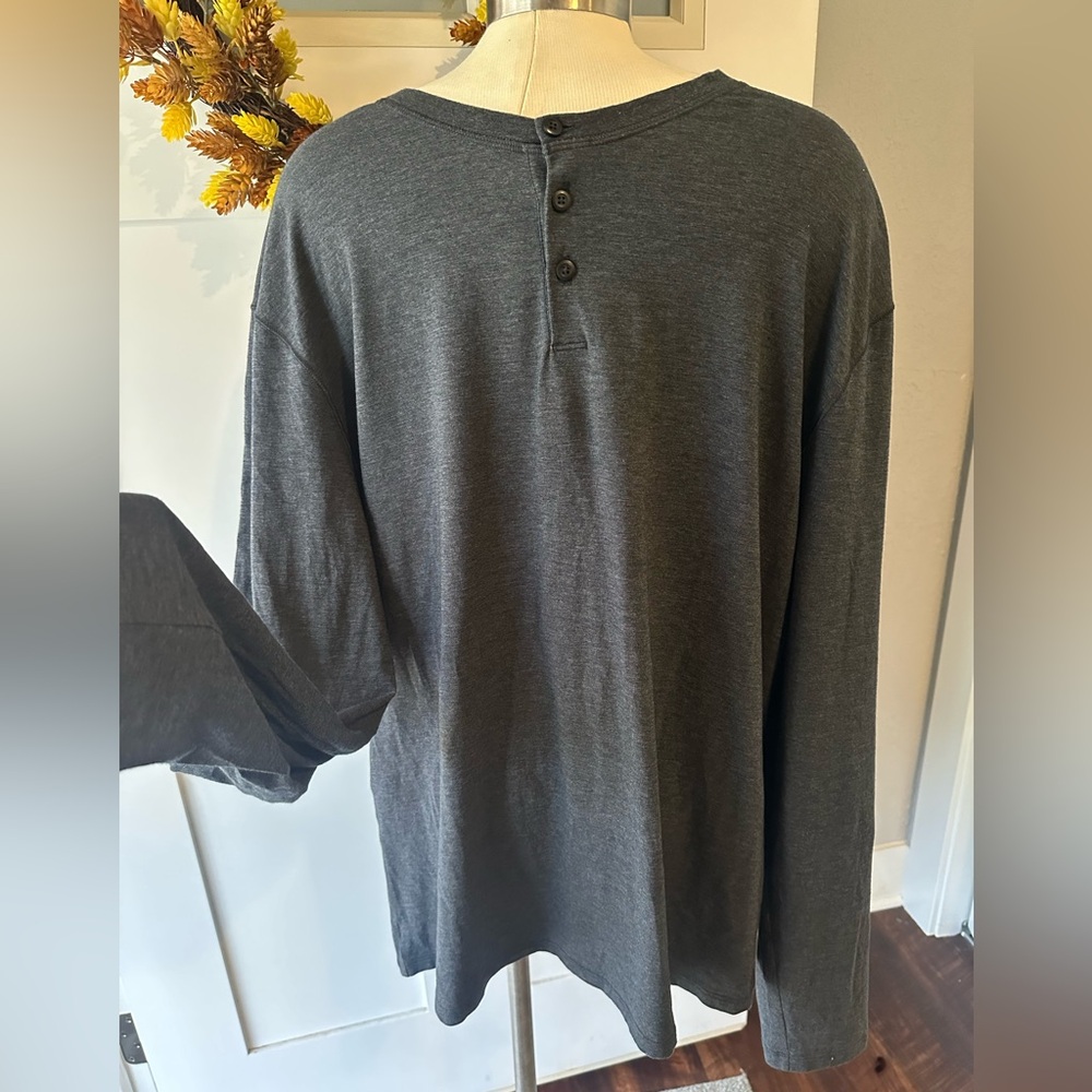 Lululemon Button Henley Mens Shirt Dark Grey XXL